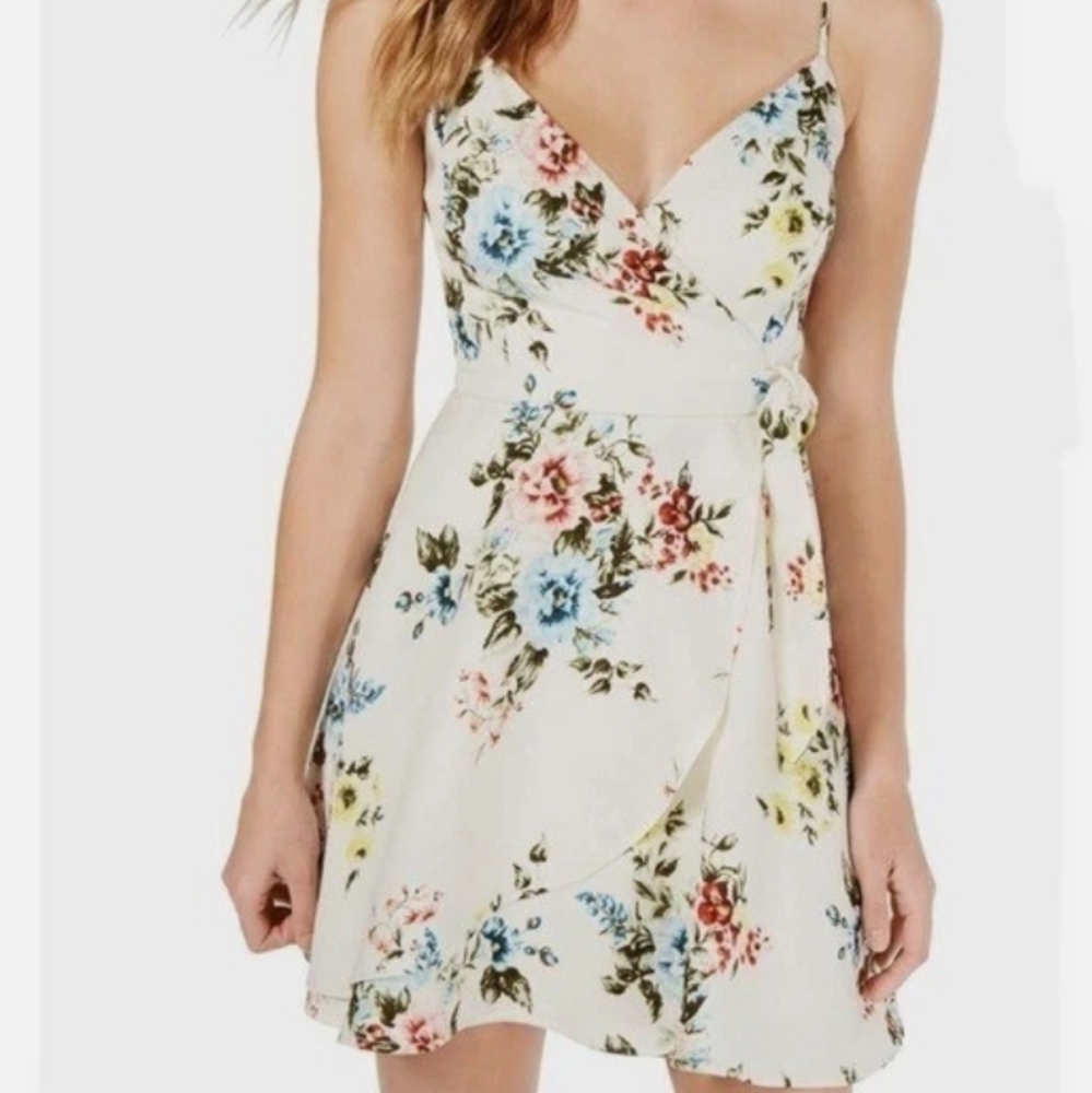 Altar'd State Elegant Floral Wrap Mini Dress